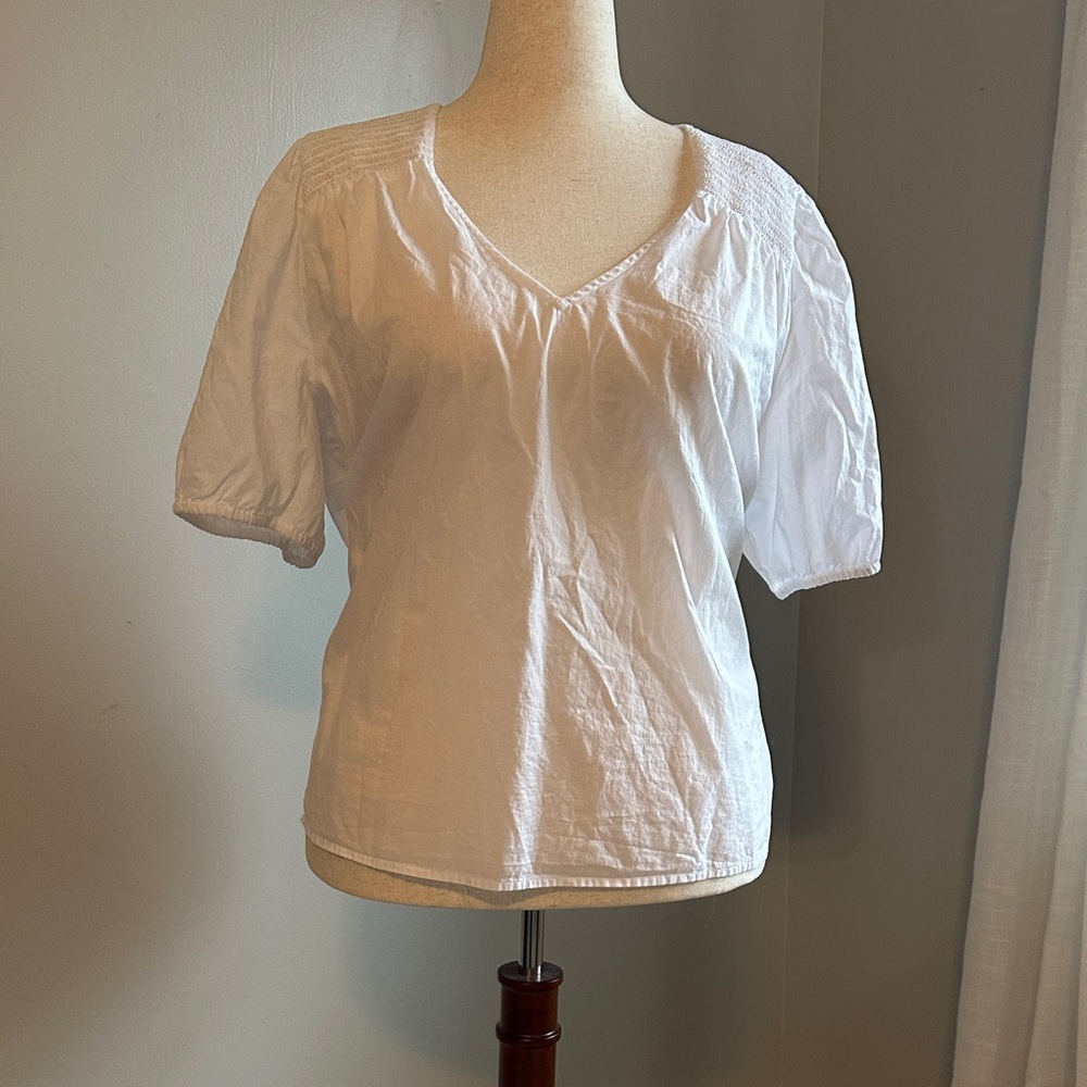 J. Crew Factory White V-Neck Blouse